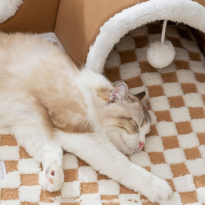 Nid Tunnel 3-en-1 L— Tapis, Tunnel & Jeux pour Chat d'Appartement